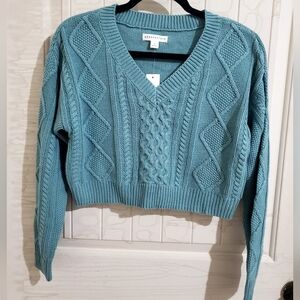 Aeropostale Cable-Knit Cropped V-Neck Sweater sz Small